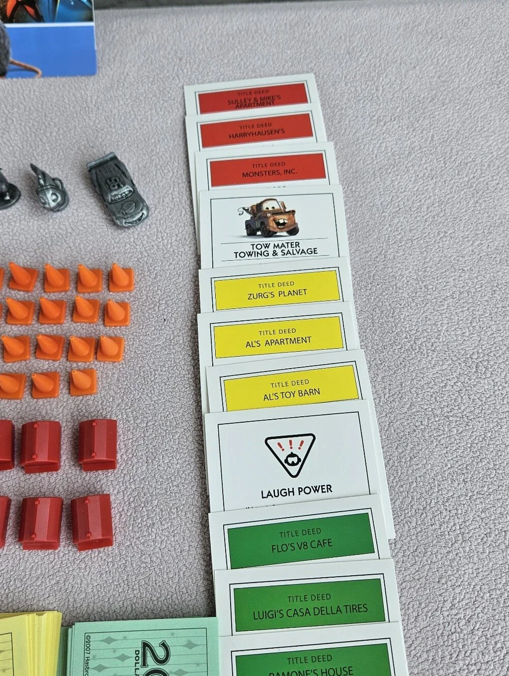 Monopoly Disney Pixar Edition Pewter 6 Playing Tokens Cones Replacement Parts